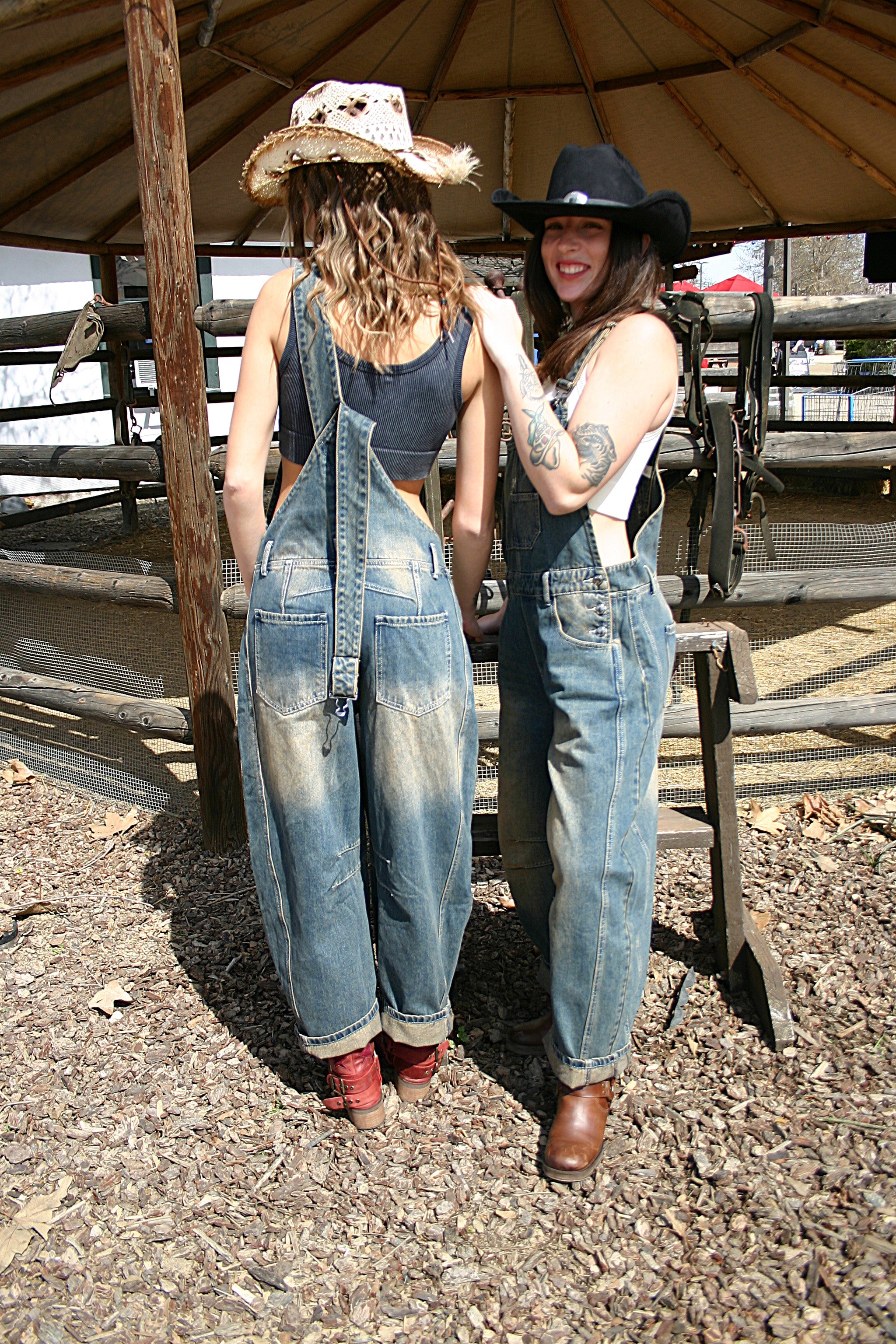 Denim Barrel Overalls