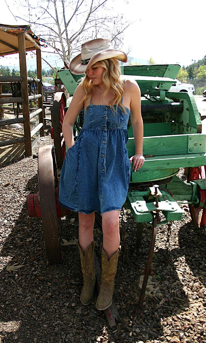 Pocketed Jean Dress