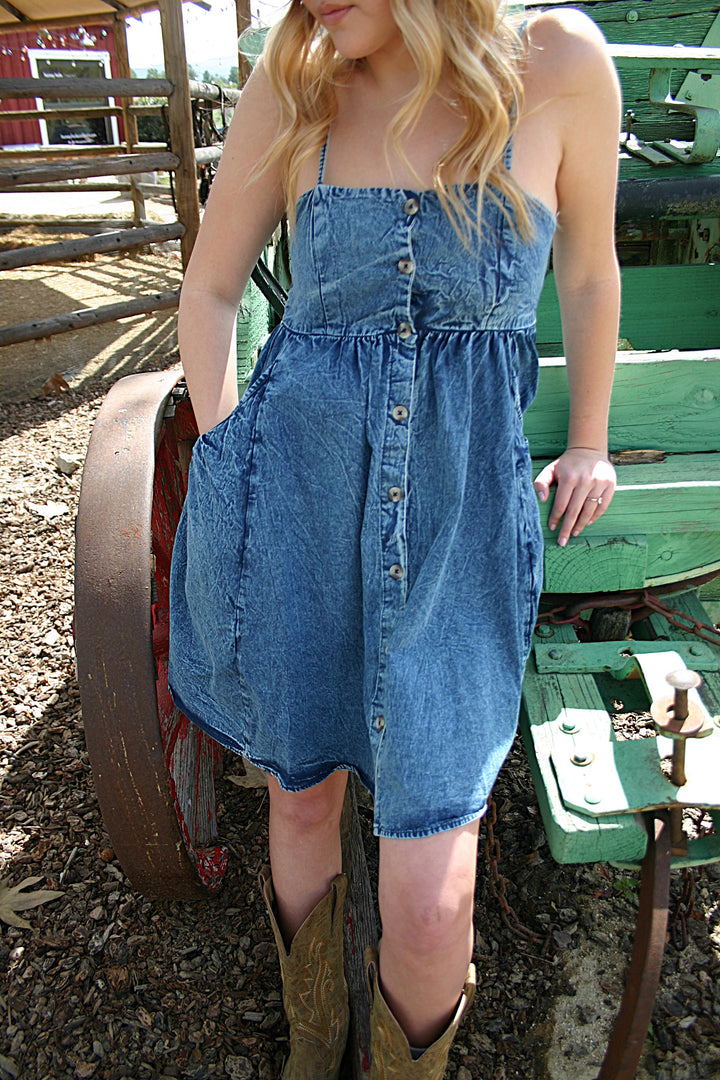 Pocketed Jean Dress
