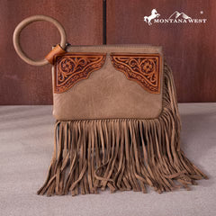 Montana West Floral Tooled Fringe Wristlet