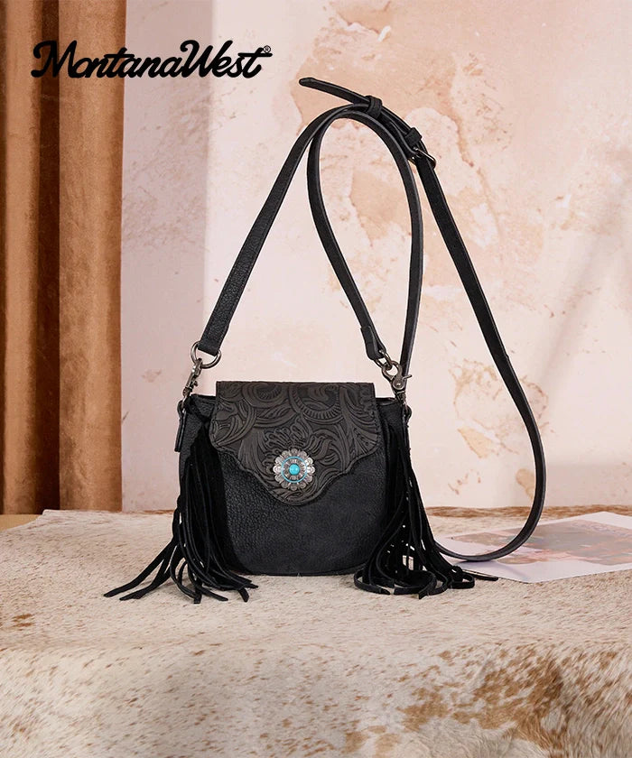 MONTANA WEST FRINGE MUSE FLAP CROSSBODY PURSE