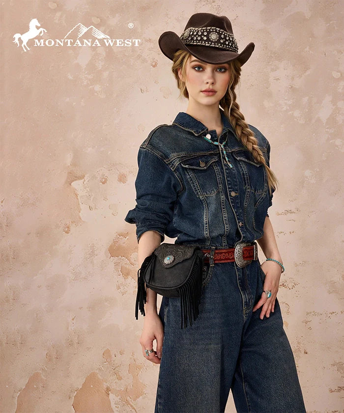 MONTANA WEST FRINGE MUSE FLAP CROSSBODY PURSE