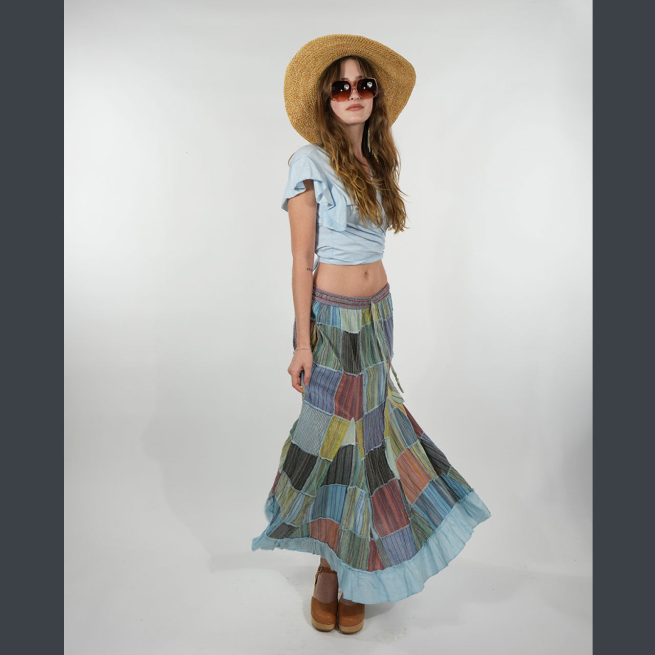 Hey Jude Patchwork Striped Skirt