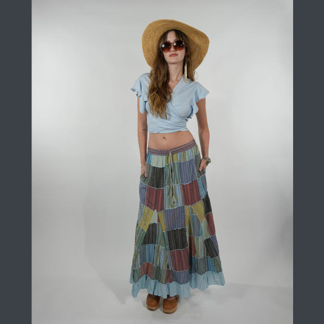Hey Jude Patchwork Striped Skirt