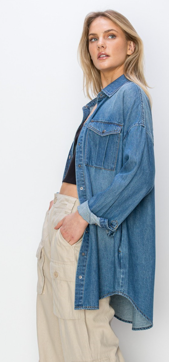 Risen Denim Shirt Dress