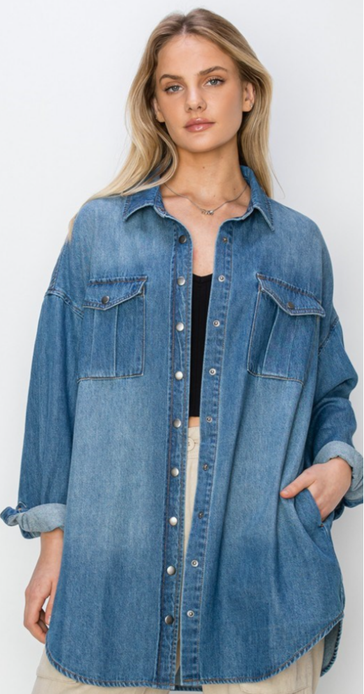 Risen Denim Shirt Dress