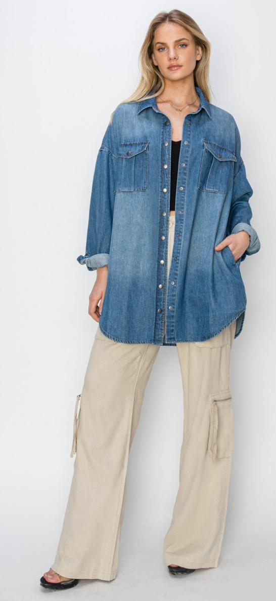 Risen Denim Shirt Dress