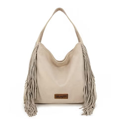 Wrangler Fringe Studded Hobo Bag- Beige