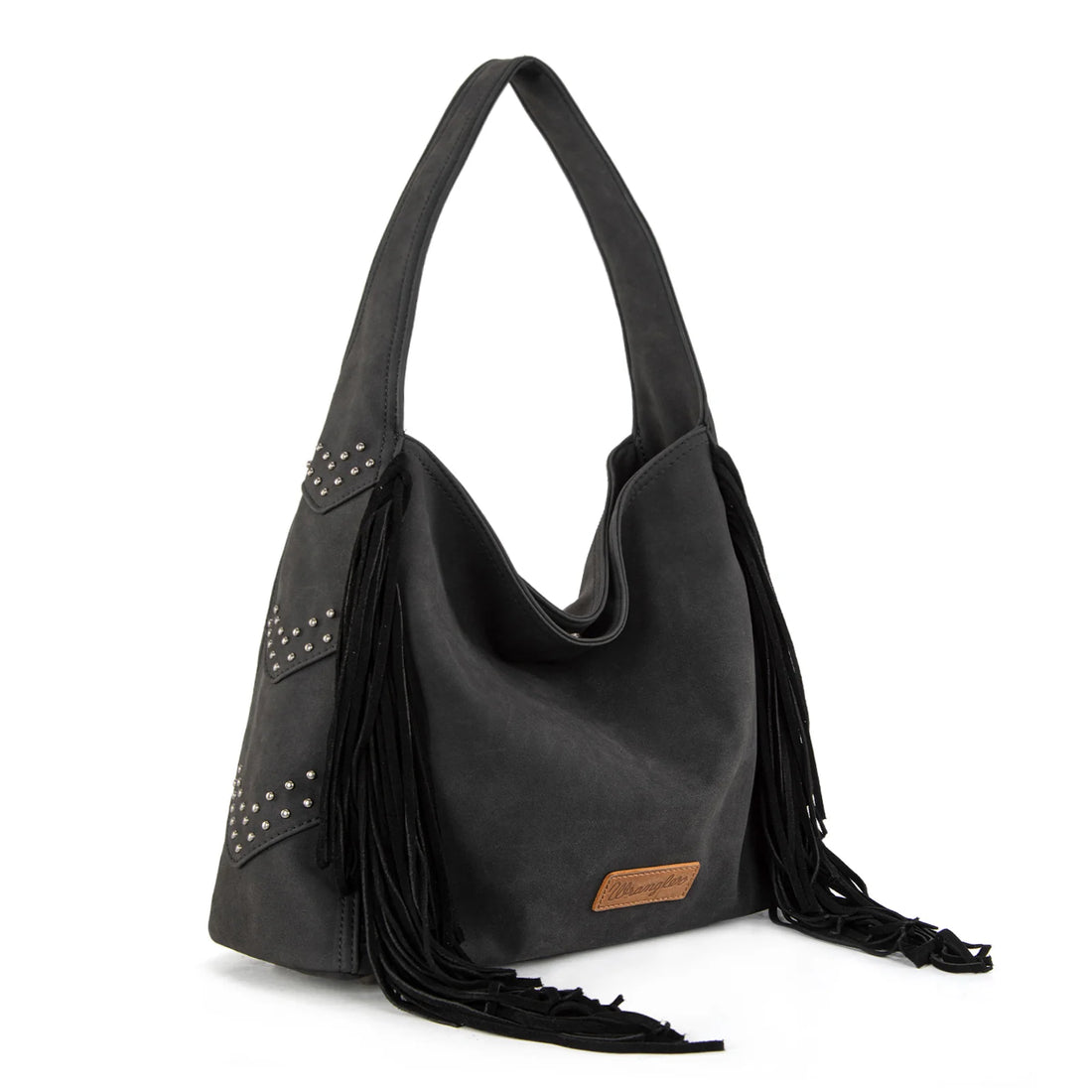 Wrangler Fringe Studded Hobo Bag- Black