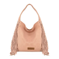 Wrangler Fringe Studded Hobo Bag- Dusty Pink