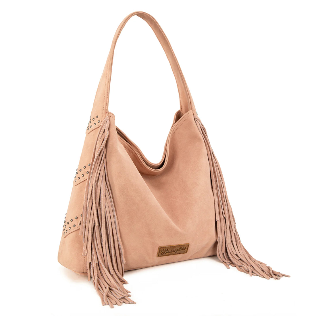 Wrangler Fringe Studded Hobo Bag- Dusty Pink
