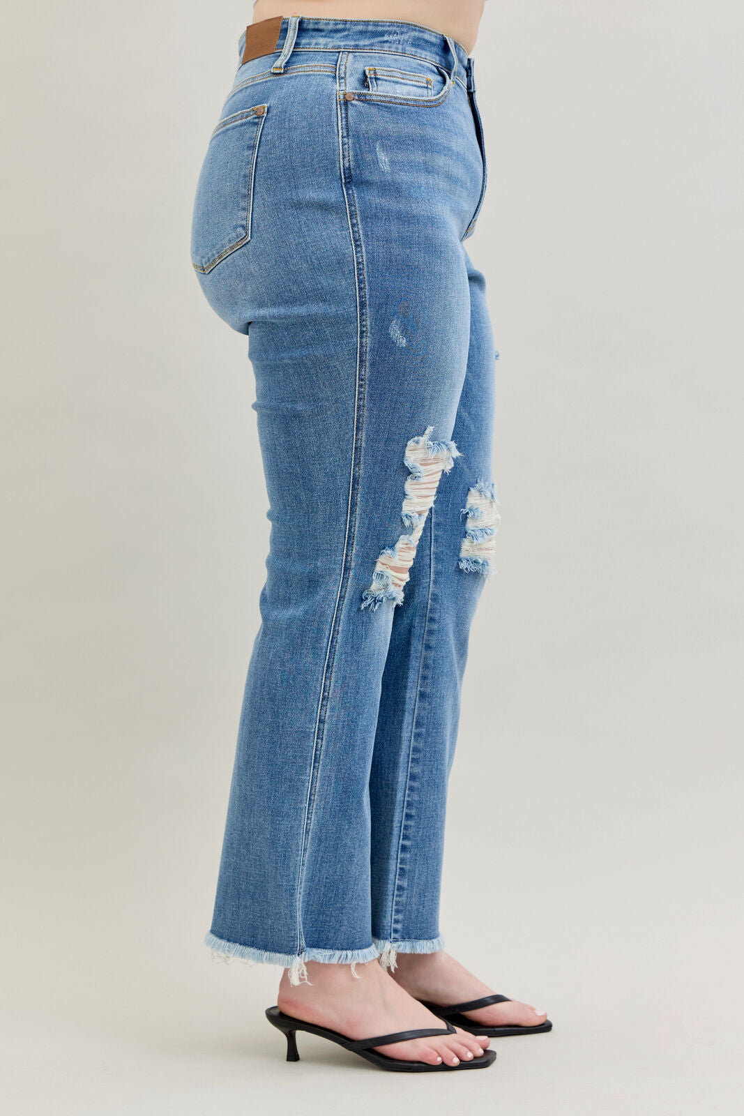 Judy Blue Destroyed Fray Bootcut Curvy