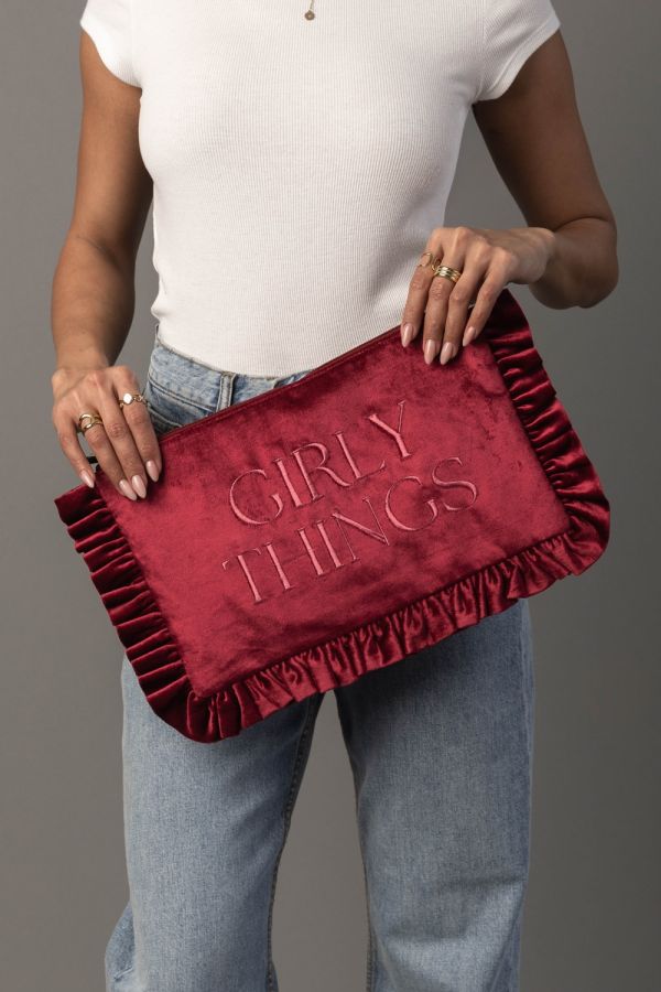 Ruffled Travel Pouch | Women's Travel Makeup & Cosmetic Bag