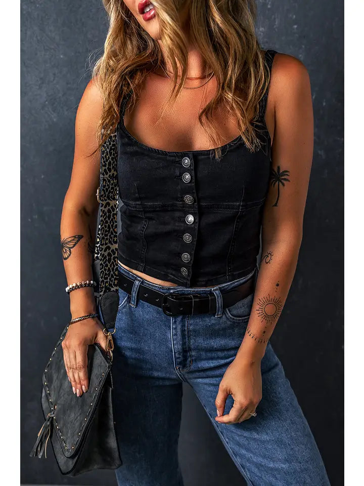 Denim Black Tank Top
