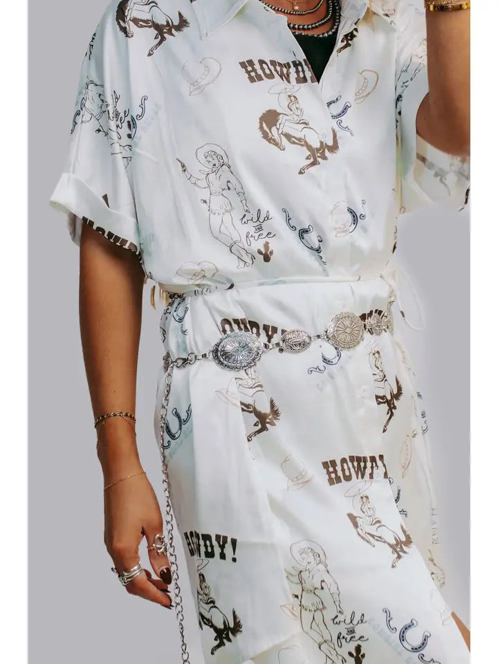 Cowgirl Satin Shirt Romper