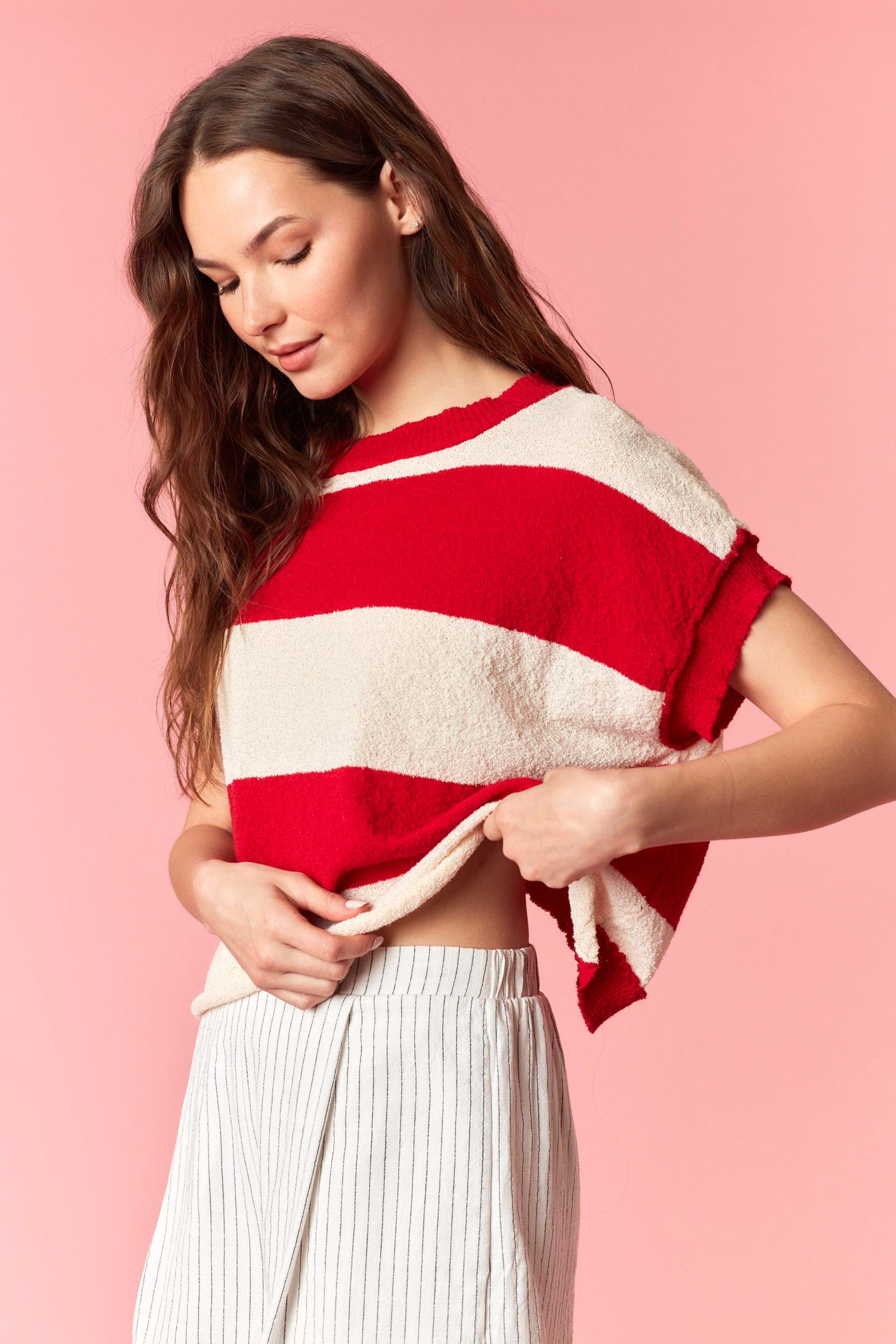 Red, White & Cropped Shirt