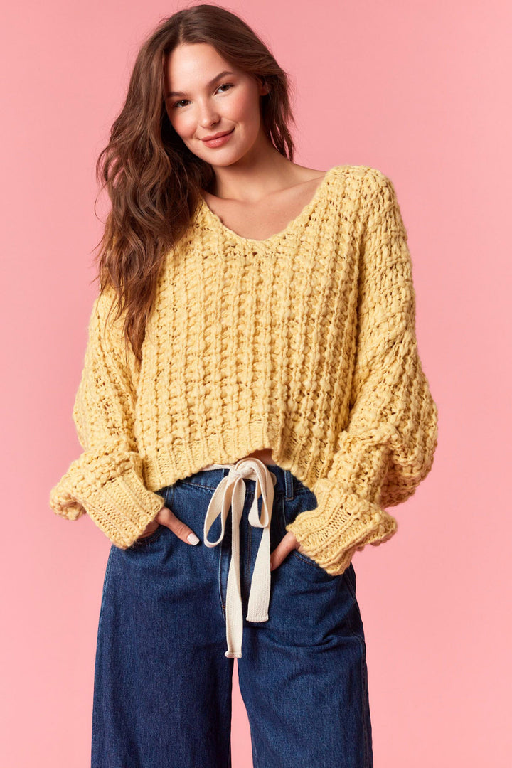 Sunshine Popcorn Crop Sweater