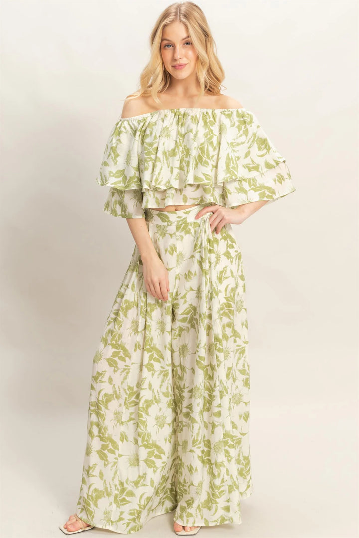 Tropical Hideaway Ruffled Pant Set