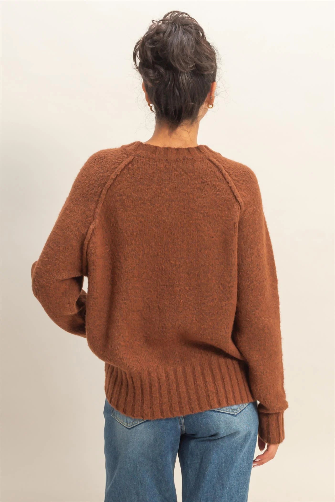 Raglan Sleeve Crew Neck Sweater