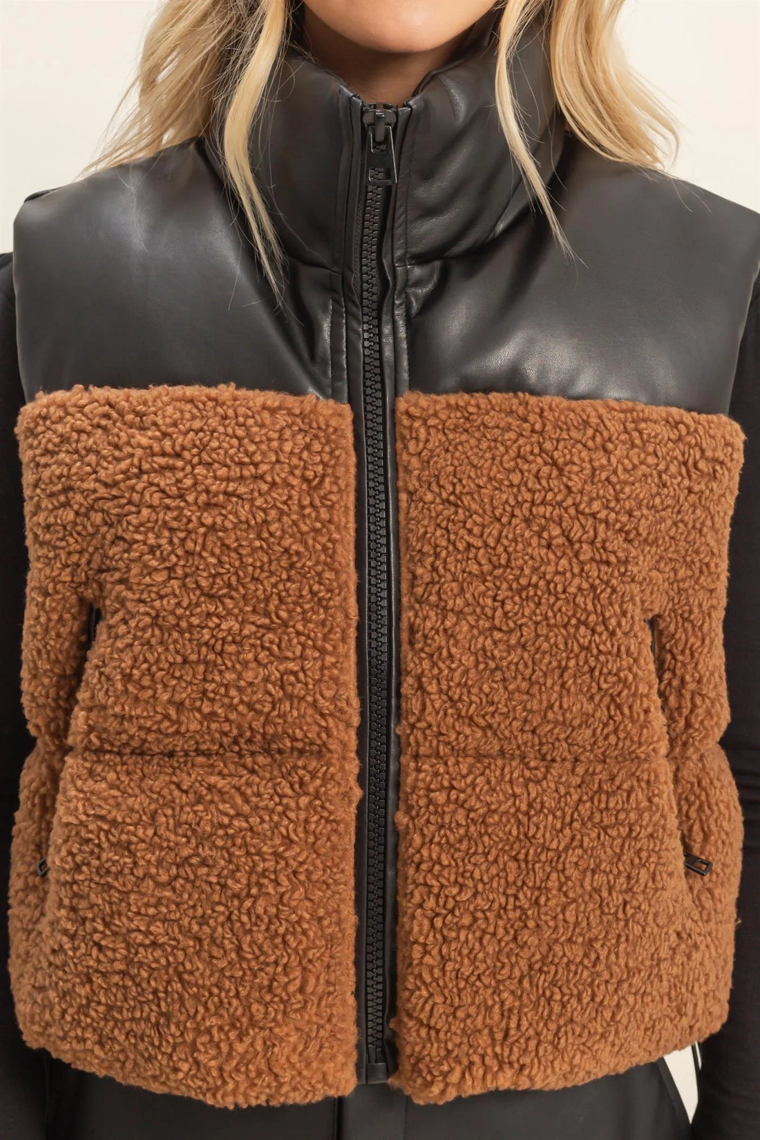 Toast Leather Fleece Vest