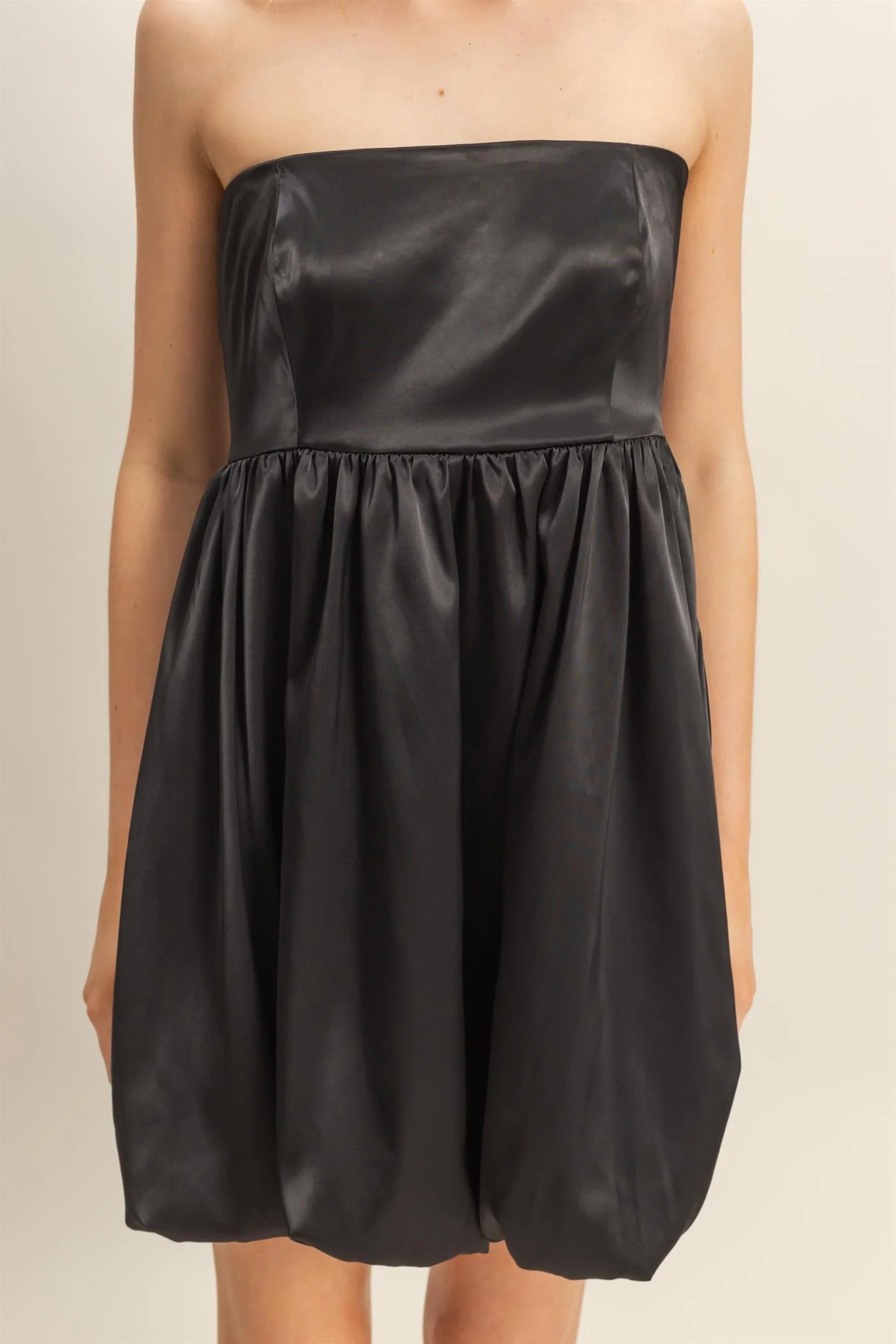 Stretchy Satin Balloon Mini Dress