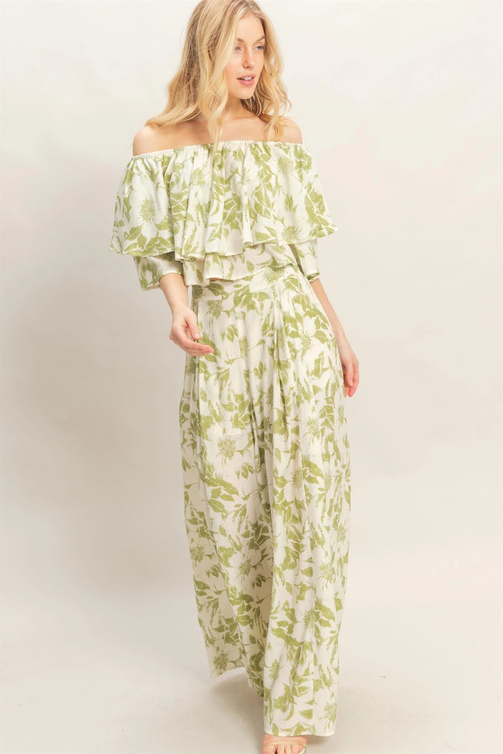 Tropical Hideaway Ruffled Pant Set